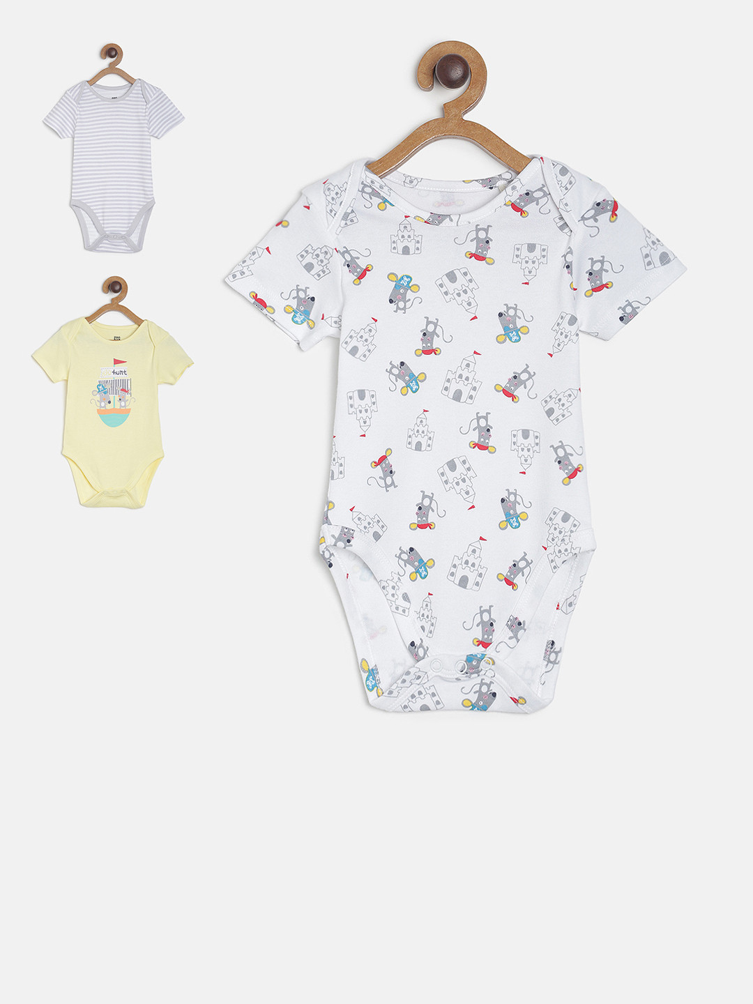 

MINI KLUB Newborn Boys Pack of 3 Bodysuits, Yellow