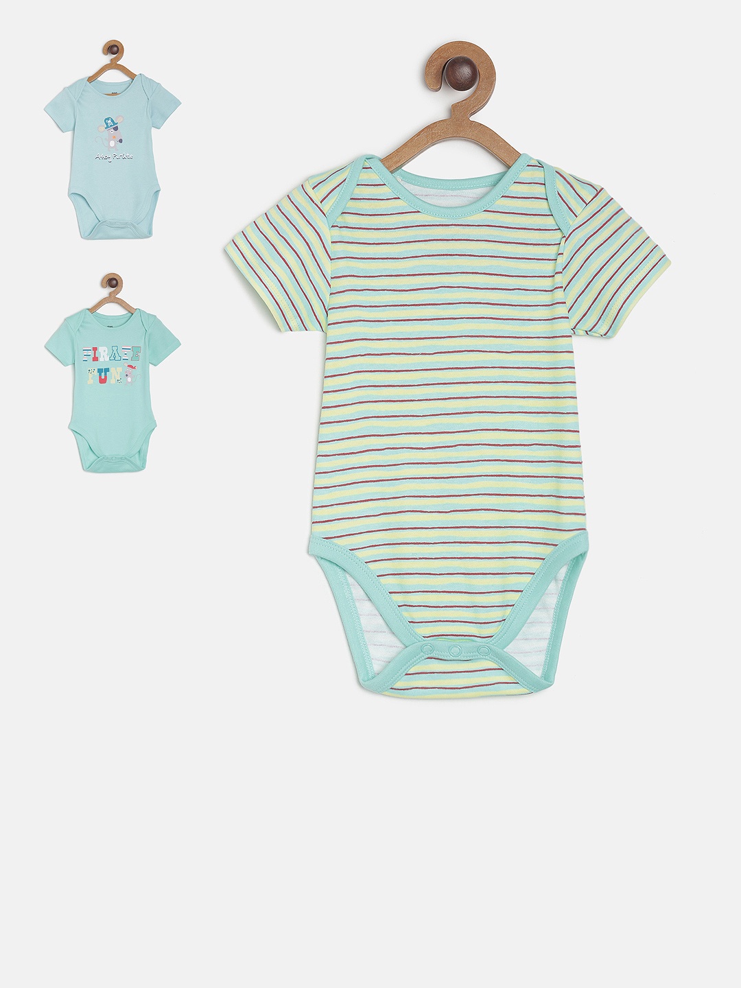 

MINI KLUB Newborn Boys Pack of 3 Printed Bodysuits, Blue
