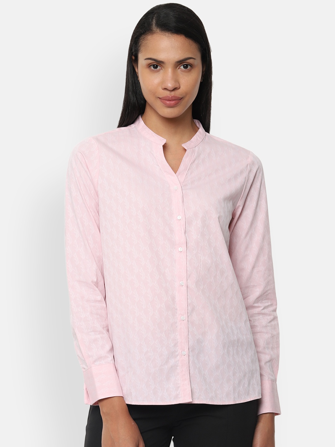 

Van Heusen Woman Pink Regular Fit Self Design Formal Shirt