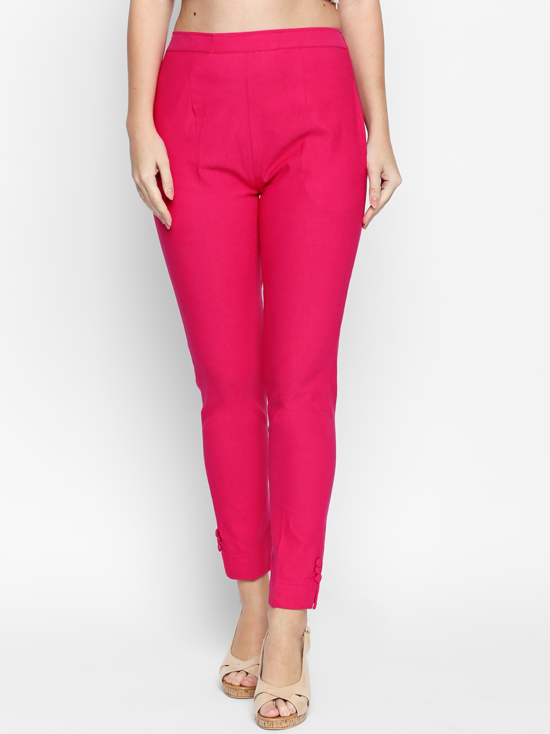 

Ishin Women Pink Regular Fit Solid Trousers