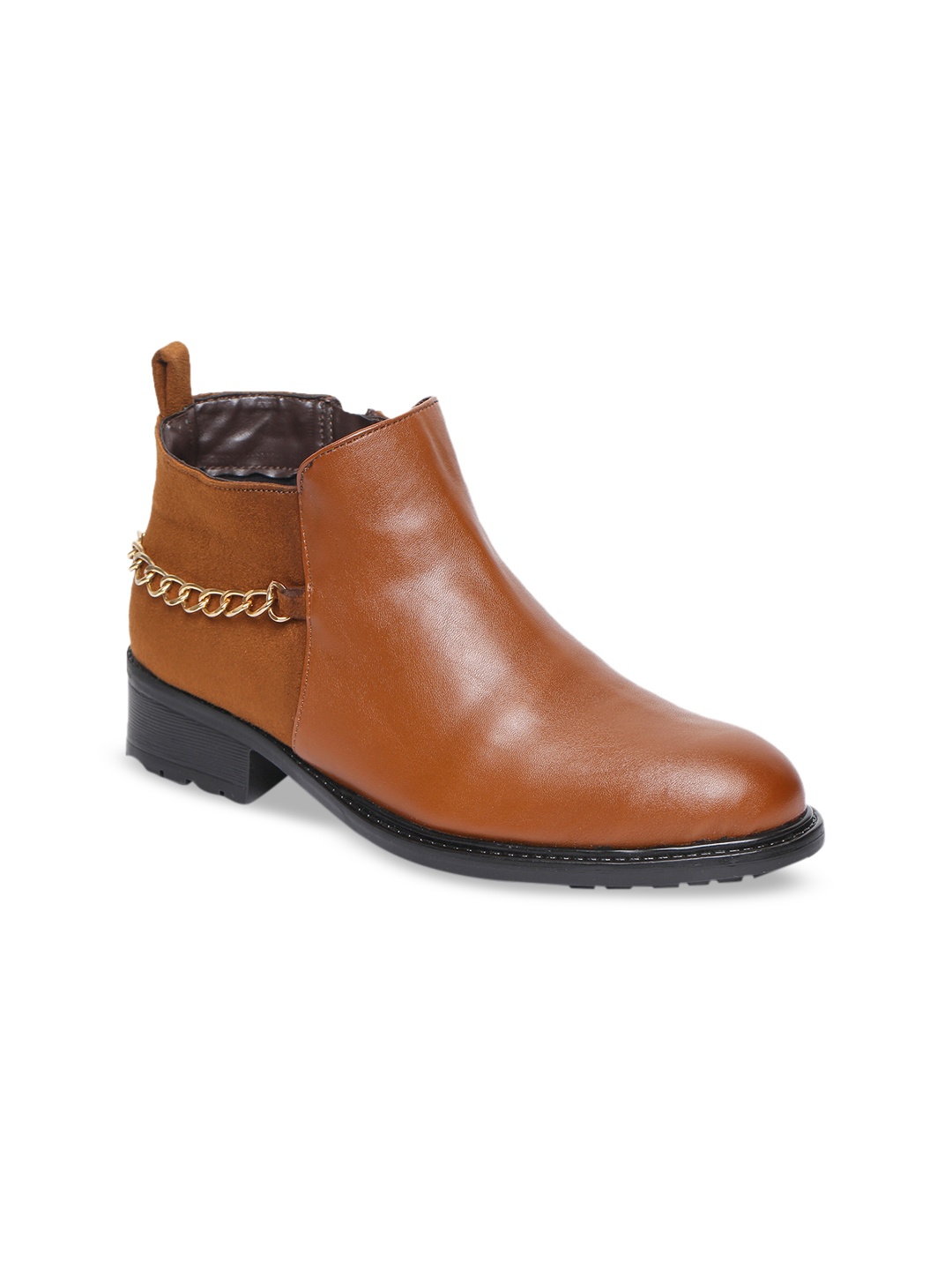 

Bruno Manetti Women Tan Flat Mid-Top Boots