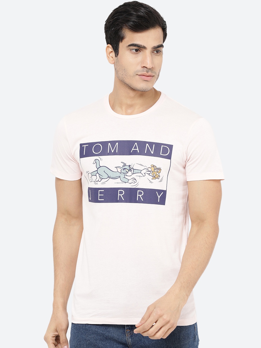 

Free Authority Men Pink Tom and Jerry Printed T-shirt