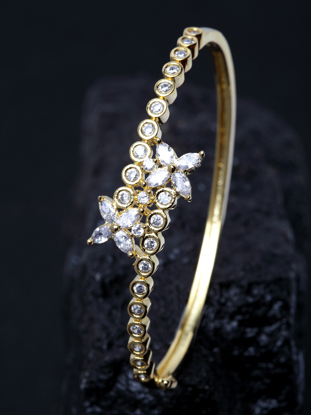 

Bhana Fashion Gold-Plated & White Handcrafted Wraparound AD Studded Bracelet