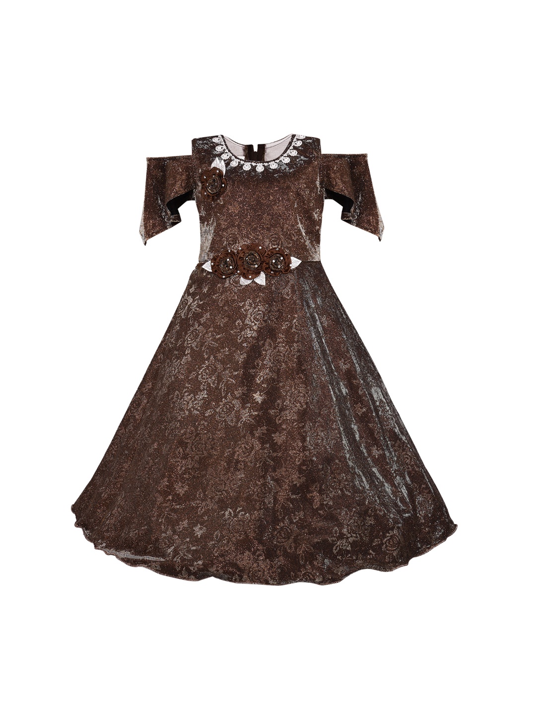 

Wish Karo Girls Brown Printed Fit and Flare Dress