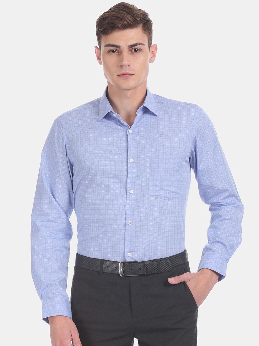 

Excalibur Men Blue Regular Fit Checked Formal Shirt