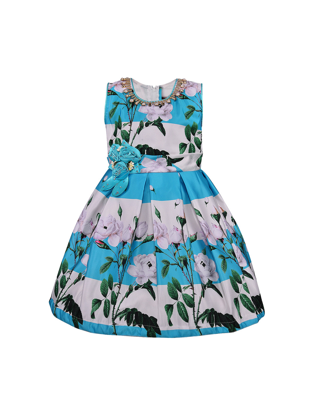

Wish Karo Girls Blue & White Printed Fit and Flare Dress