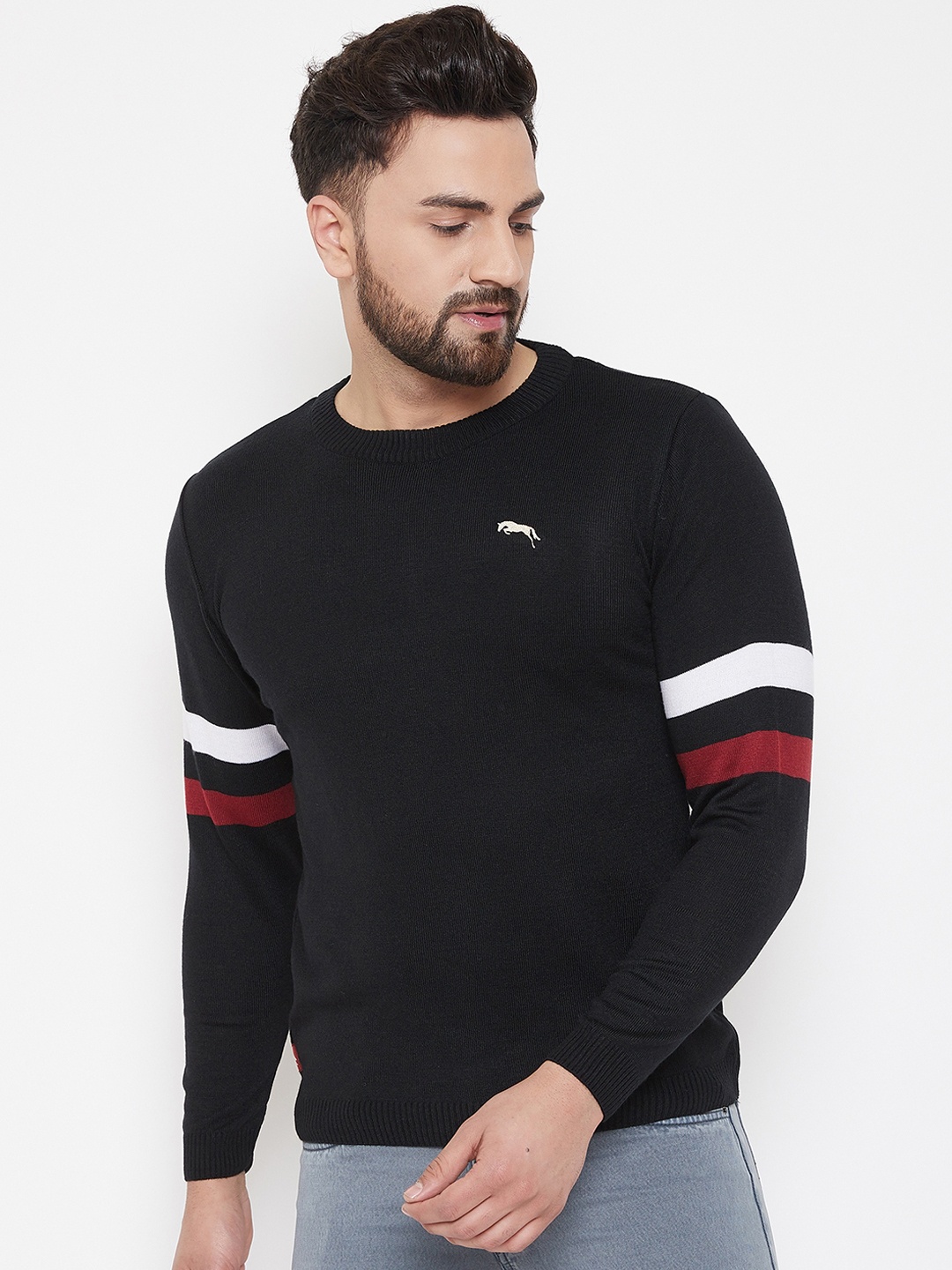 

JUMP USA Men Black Solid Pullover Sweater