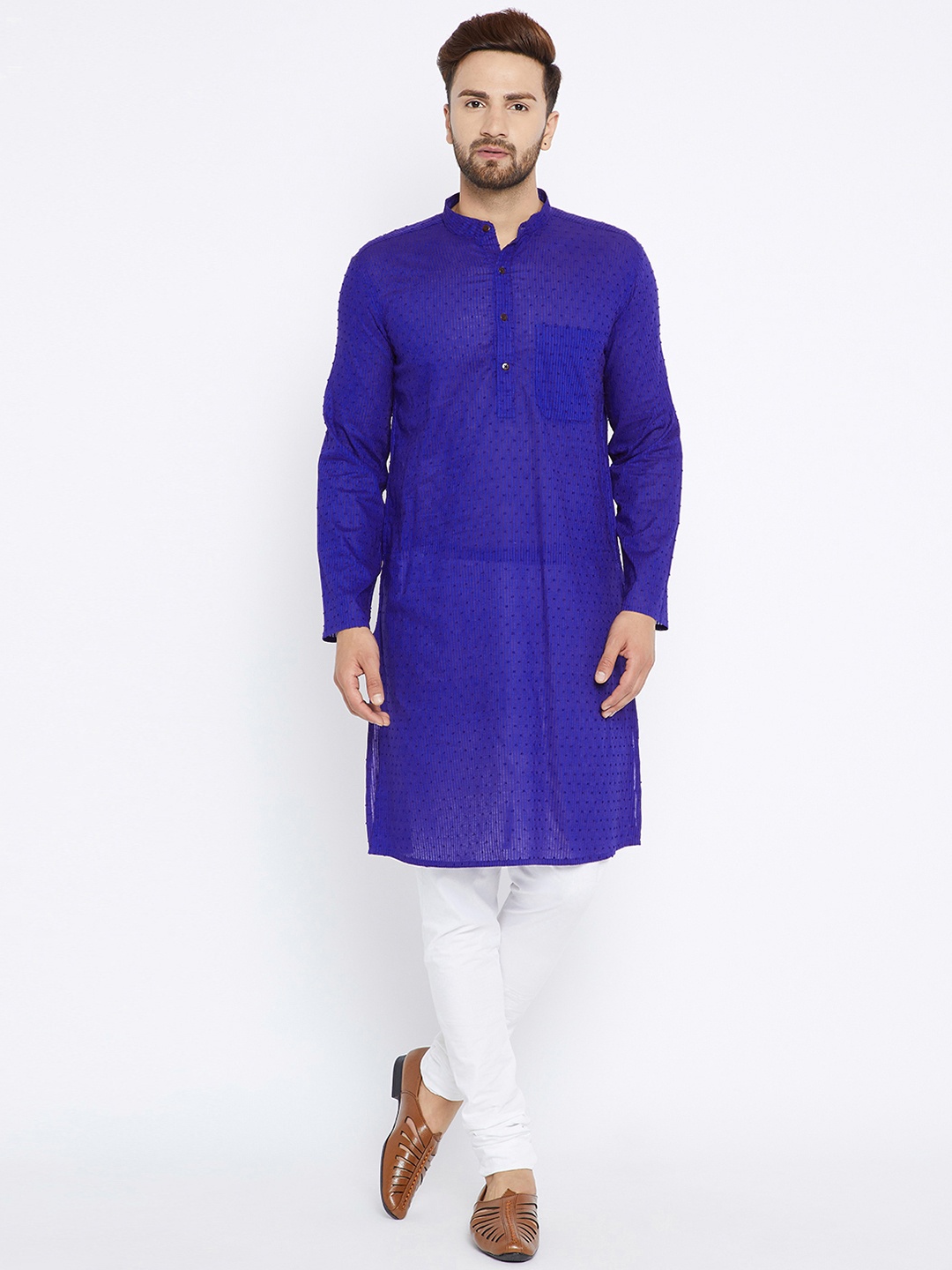 

even Men Blue Solid Straight Kurta