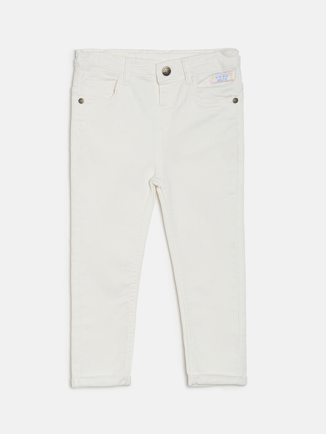 MINI KLUB Boys Off-White Regular Fit Mid-Rise Clean Look Streachable Jeans