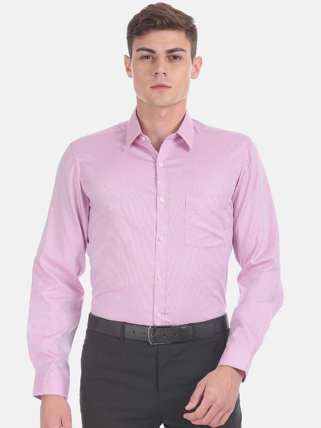 

Excalibur Men Pink Regular Fit Self Design Formal Shirt