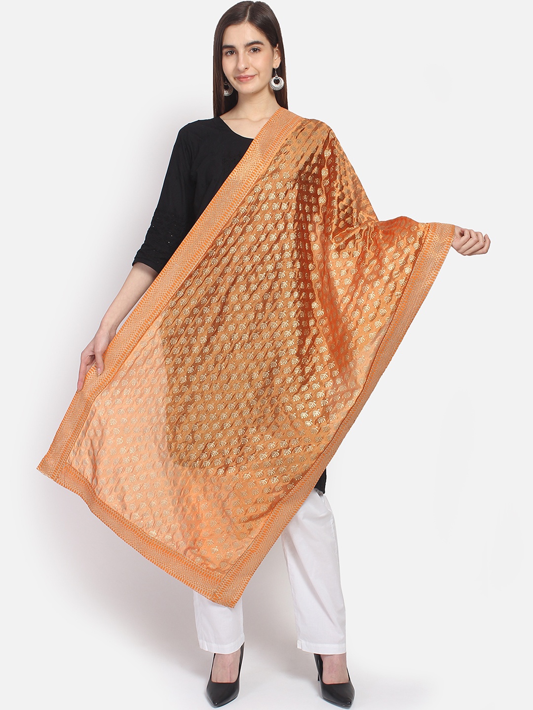 

amraoo Orange Printed Dupatta