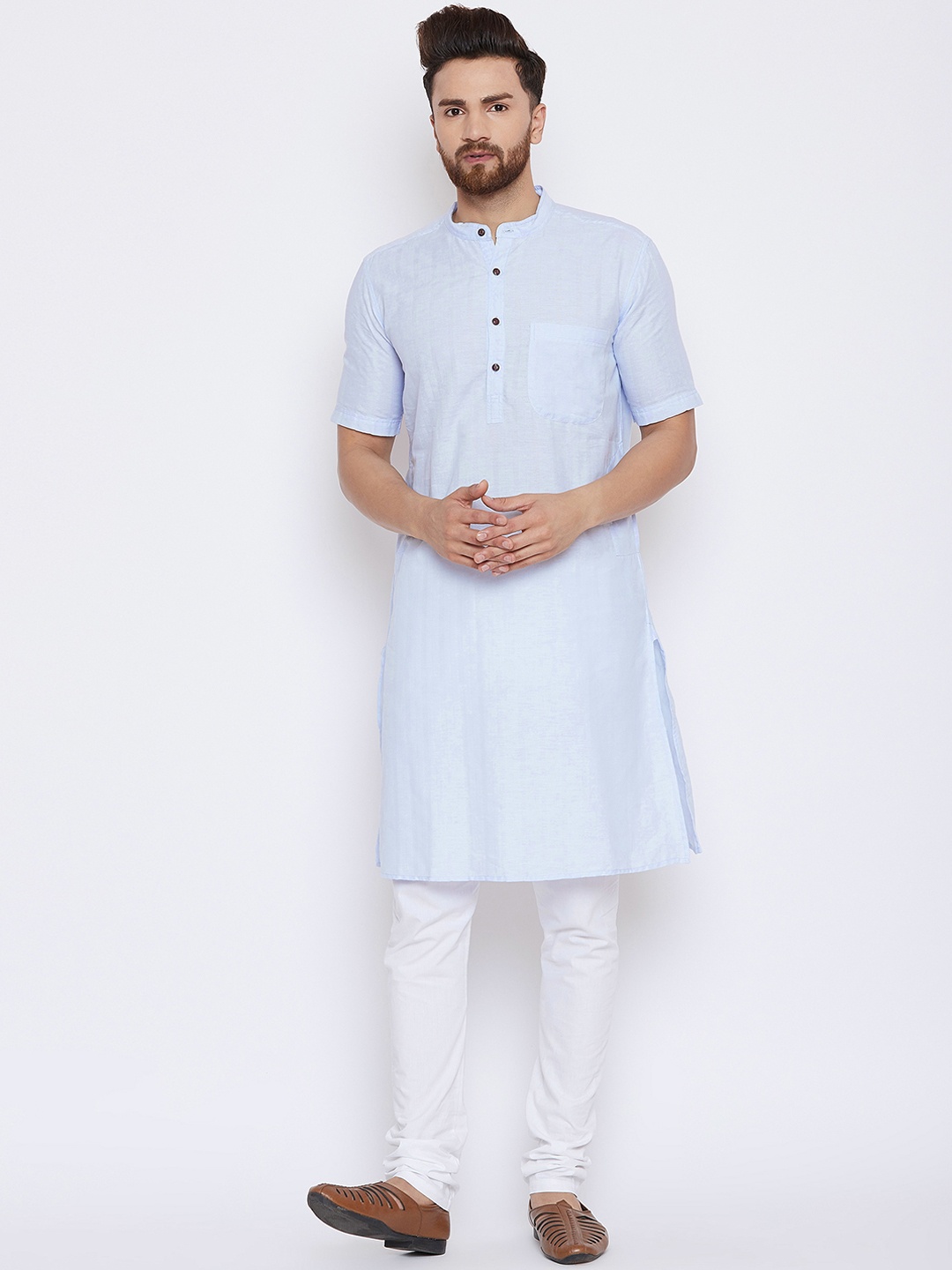 

even Men Blue Solid Straight Kurta