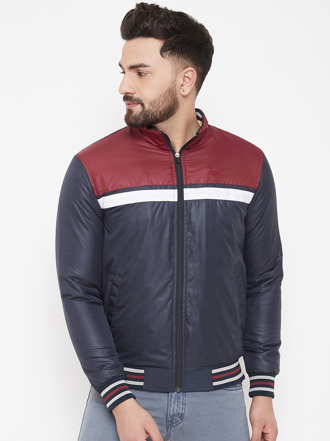 

JUMP USA Men Navy Blue Colourblocked Puffer Jacket