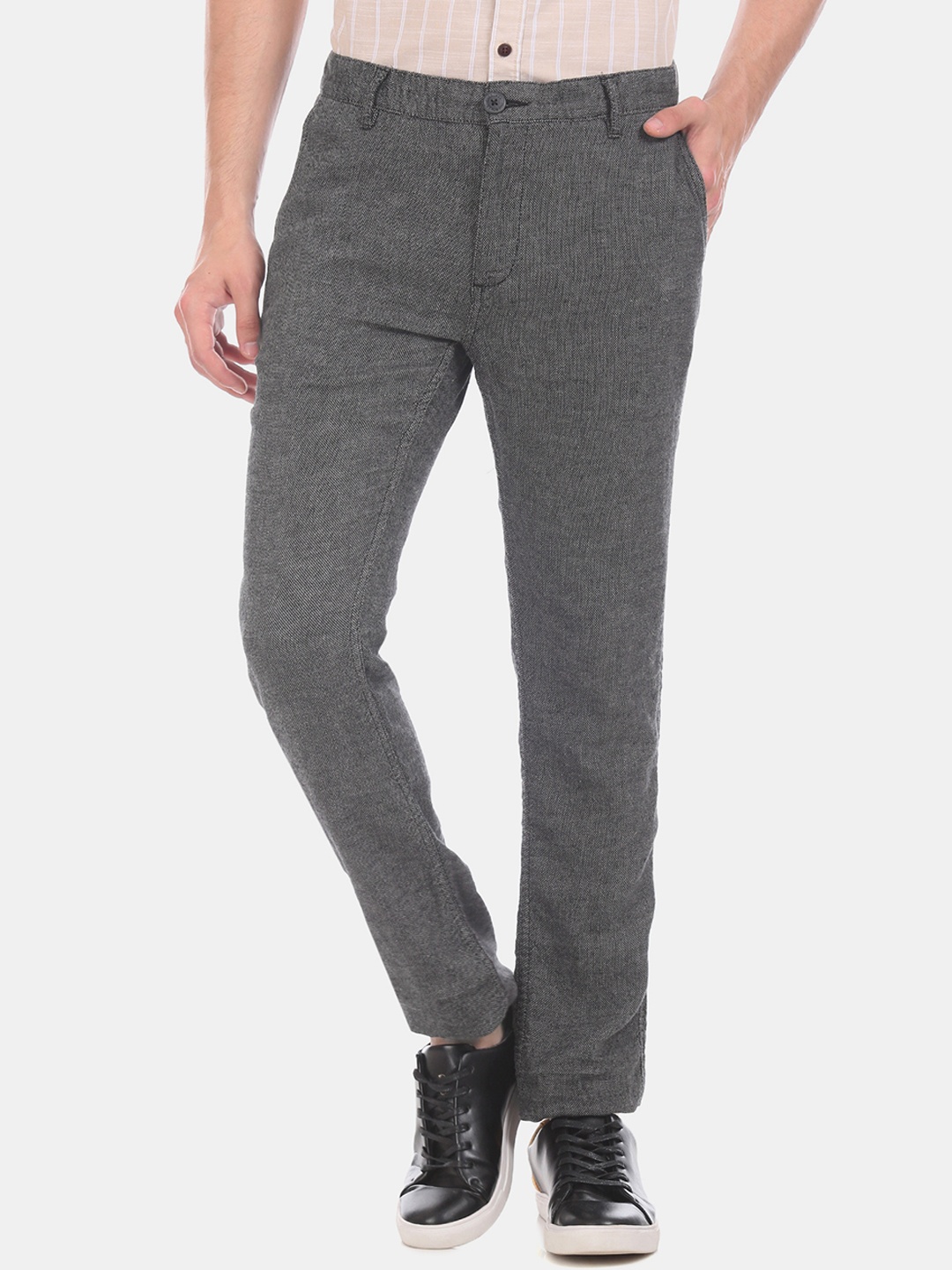 

Cherokee Men Grey Slim Fit Solid Regular Trousers