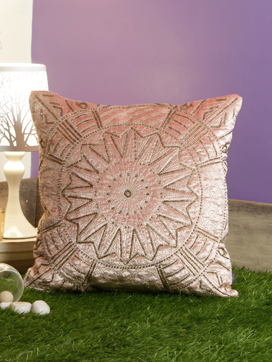 

HomeTown Beige Single Embellished Square Cushion Covers