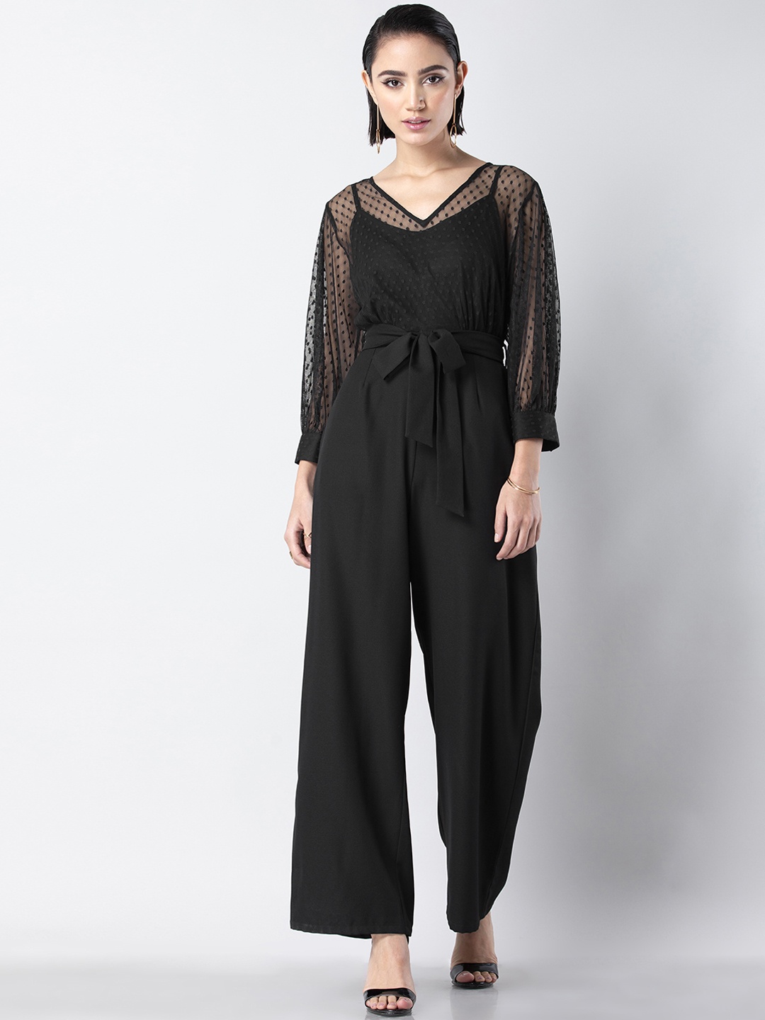 

FabAlley Women Black Solid Basic Jumpsuit