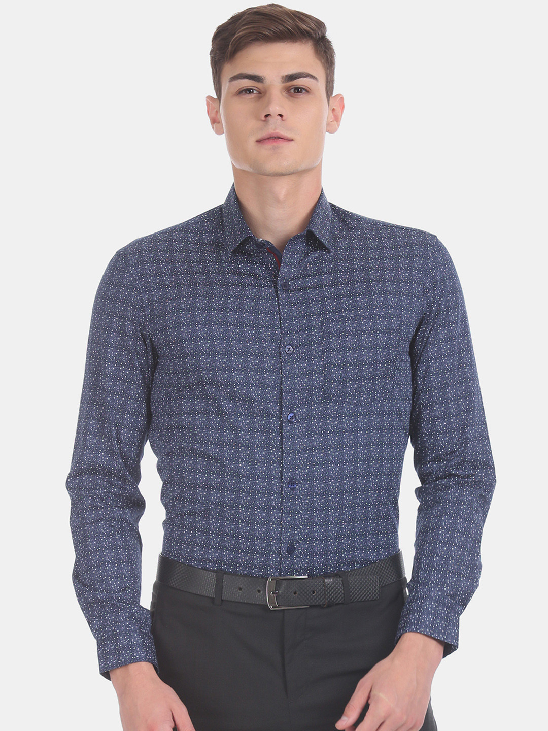 

Excalibur Men Blue Skinny Fit Printed Formal Shirt
