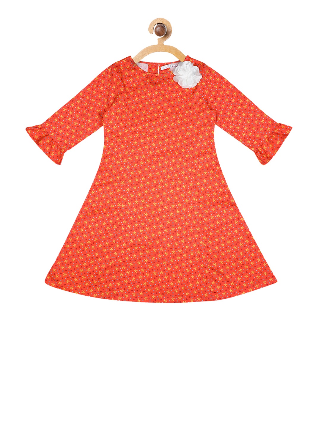 

ELLE Girls Orange & Yellow Printed A-Line Dress