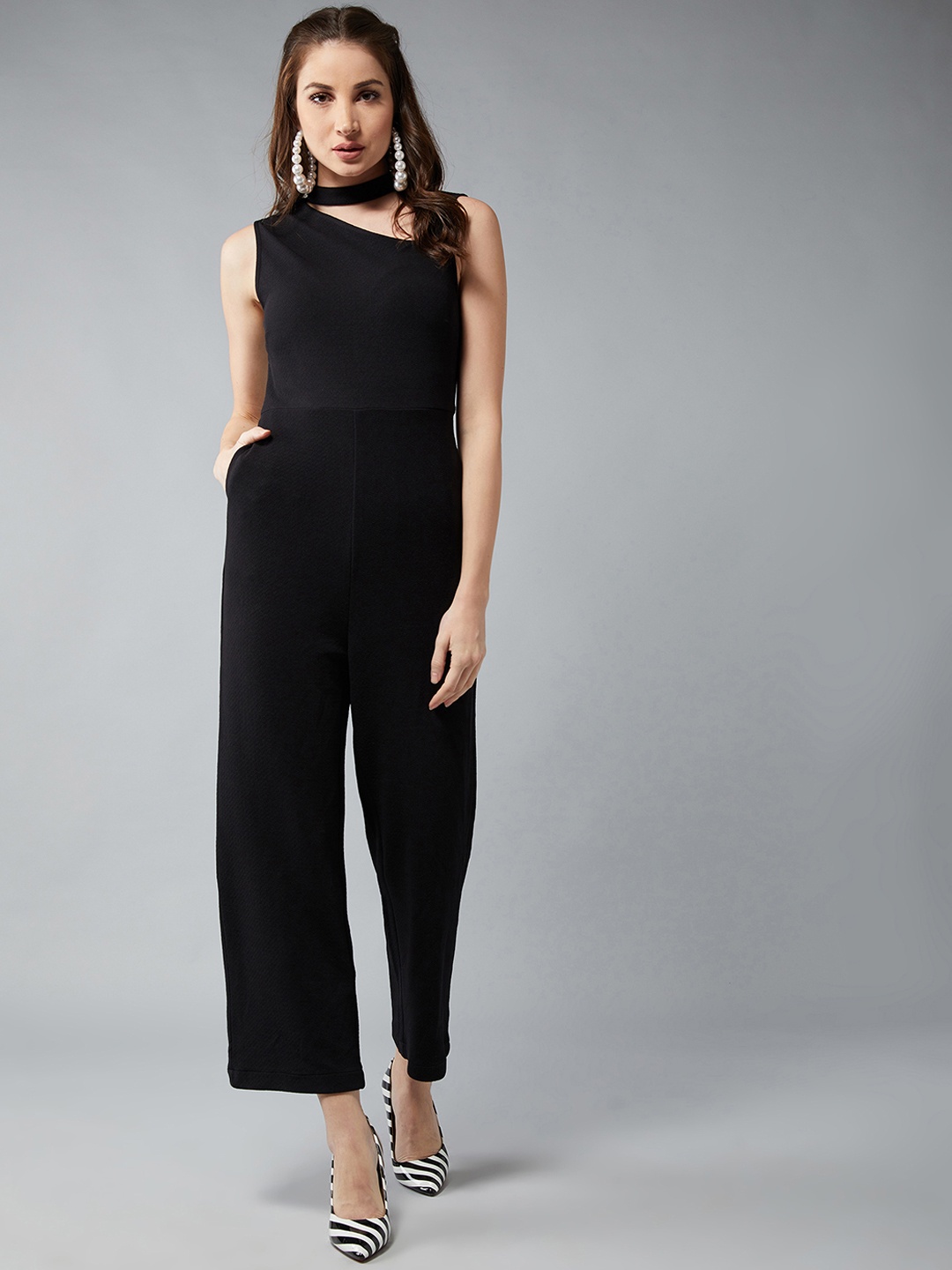 

DOLCE CRUDO Women Black Solid Basic Jumpsuit