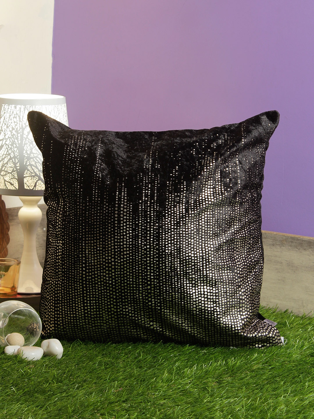 

HomeTown Black Single Embellished Square Cushion Cover