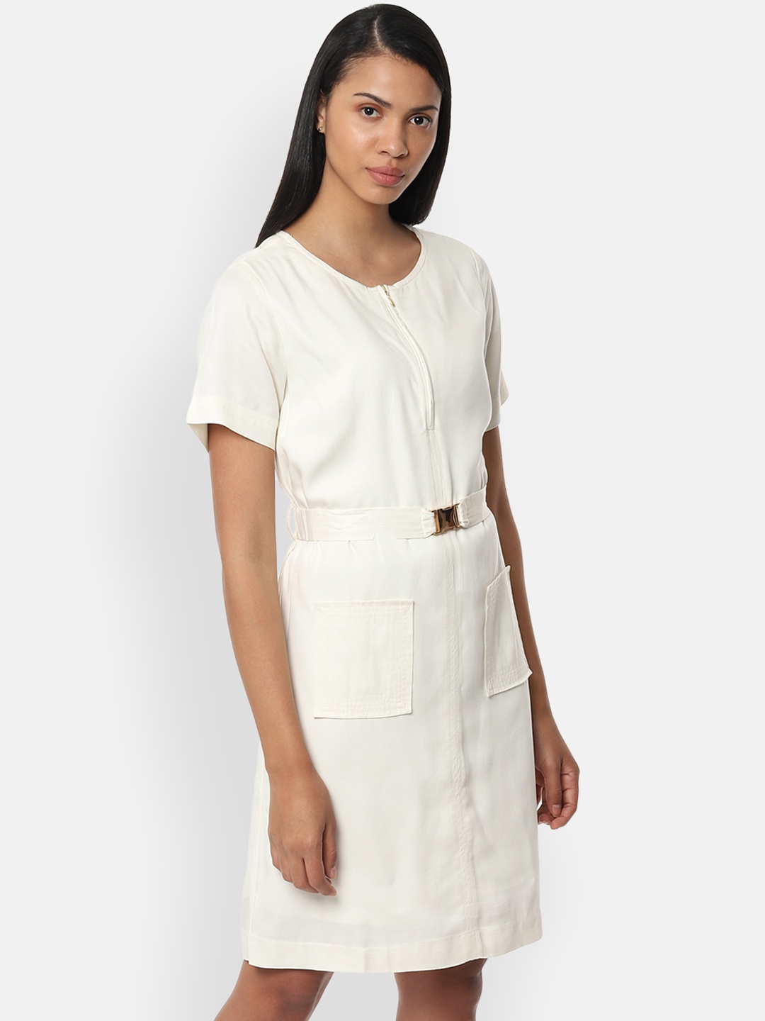 

Van Heusen Woman White Solid Sheath Dress