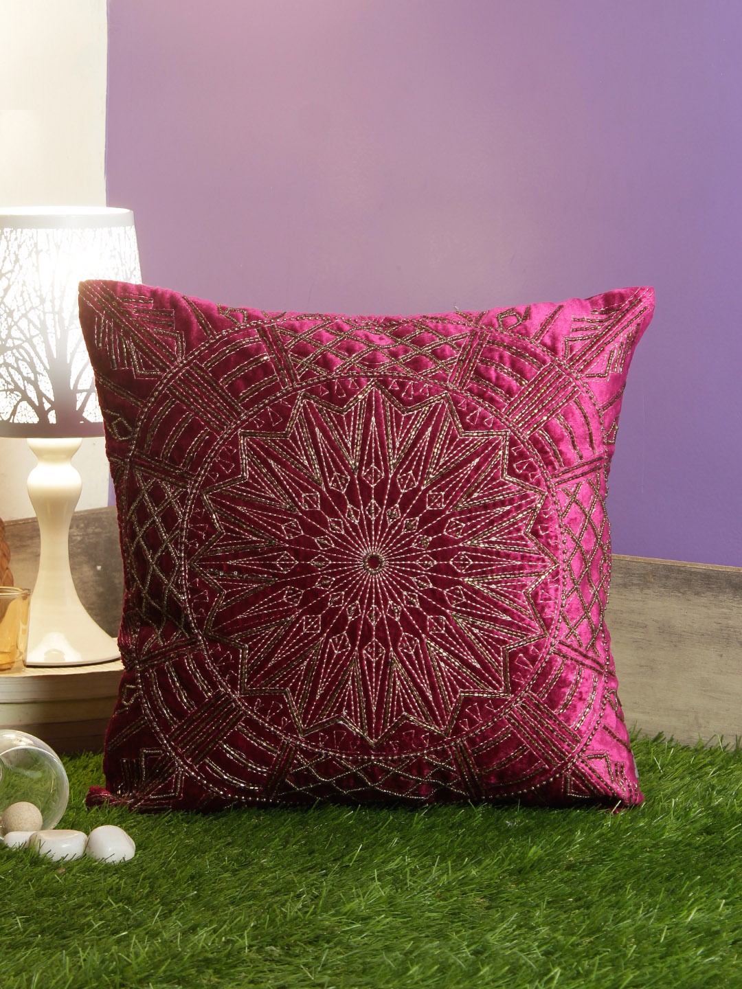 

HomeTown Burgundy Single Embellished Square Cushion Covers