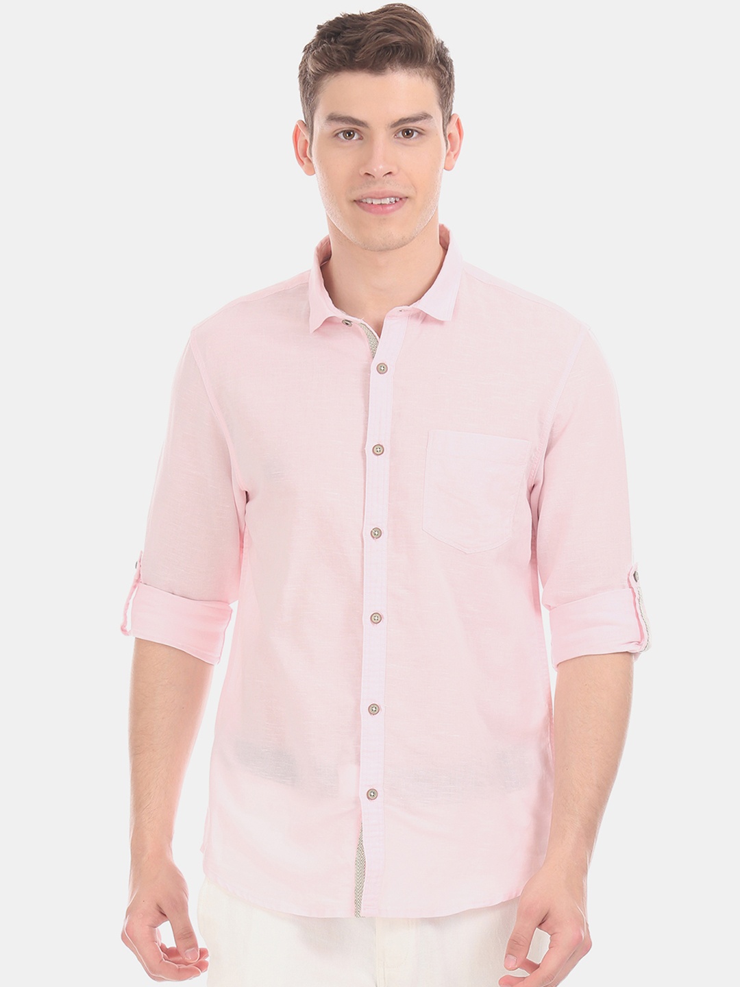 

Cherokee Men Pink Regular Fit Solid Casual Shirt