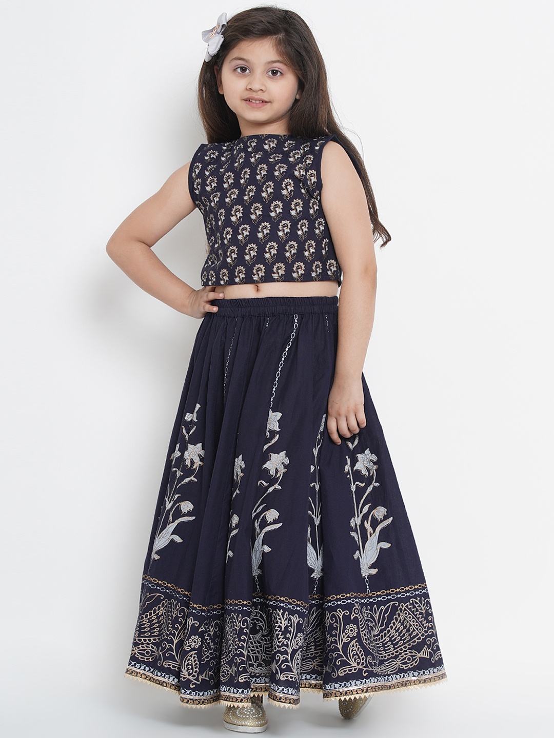 

Bitiya by Bhama Navy Blue Ready to Wear Lehenga with Blouse