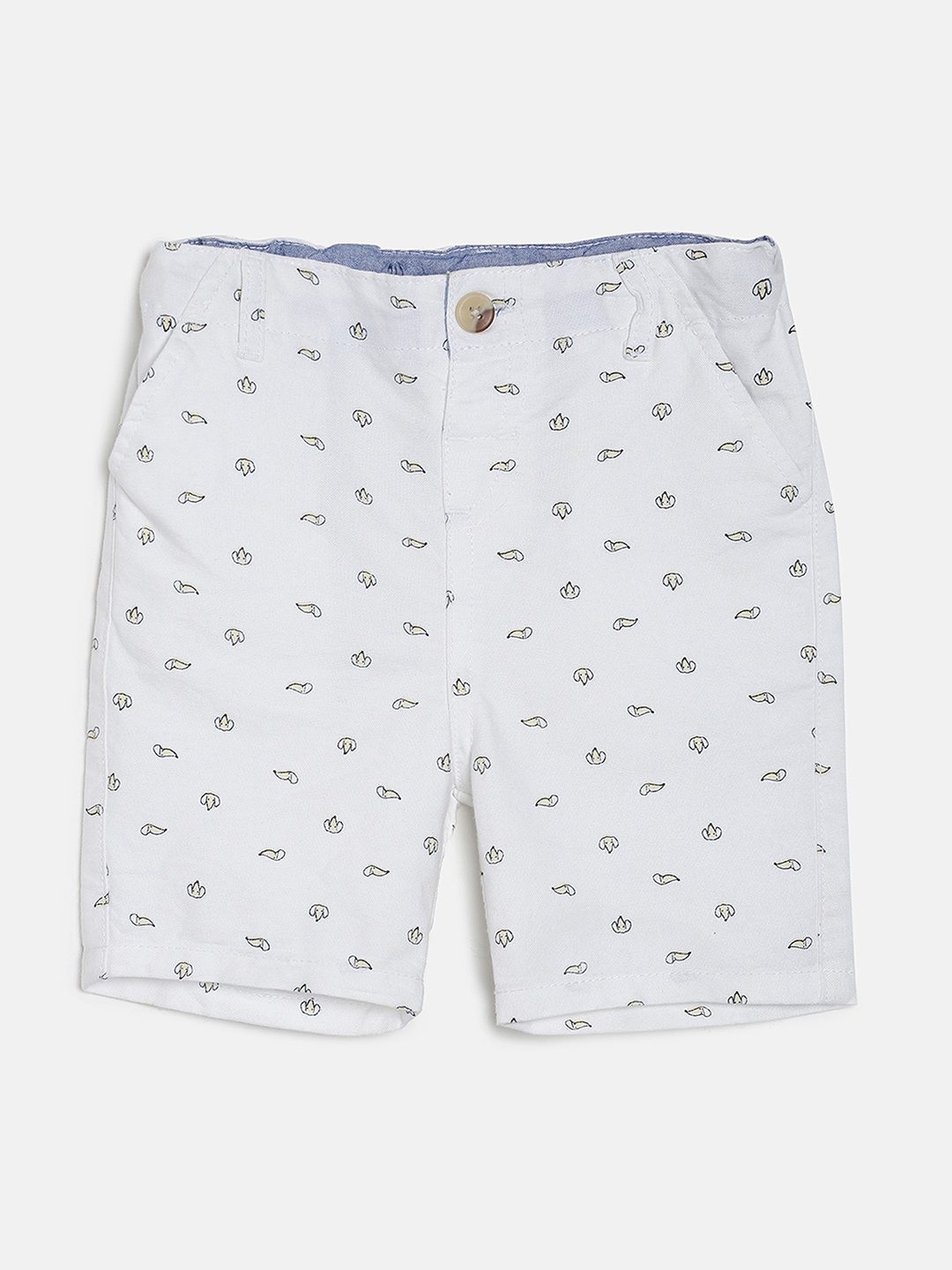 MINI KLUB Boys White Printed Regular Shorts