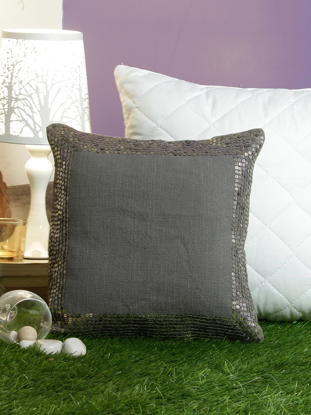 

HomeTown Grey Single Embellished Square Cushion Covers