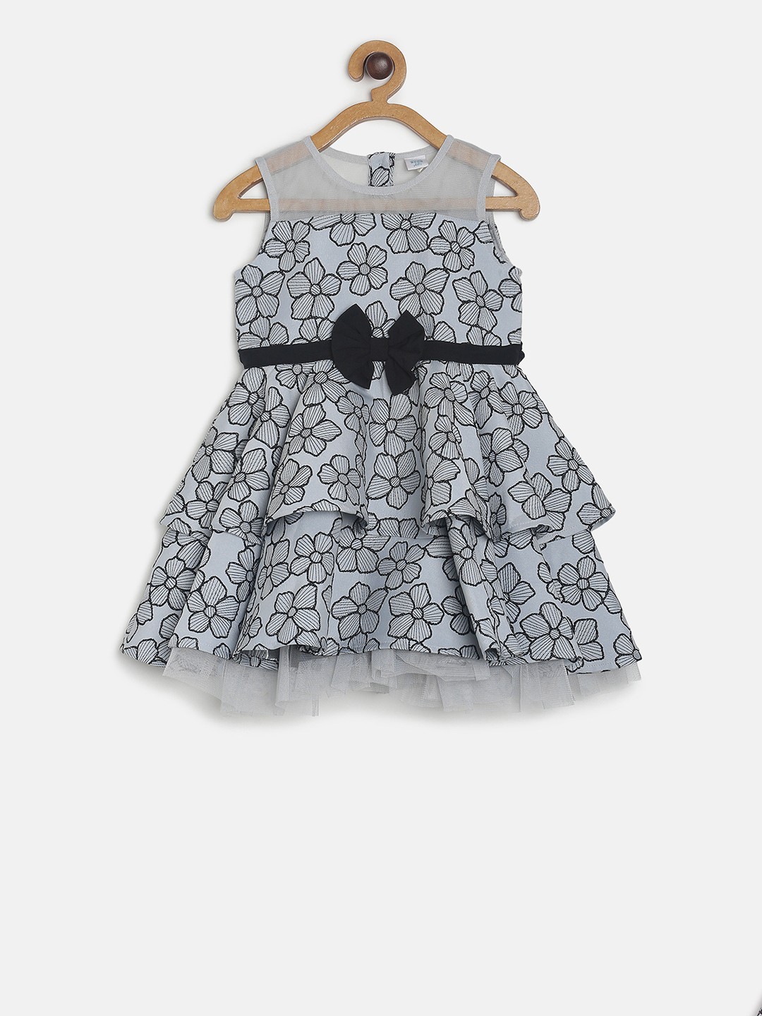 

MINI KLUB Girls Black Printed Fit and Flare Dress