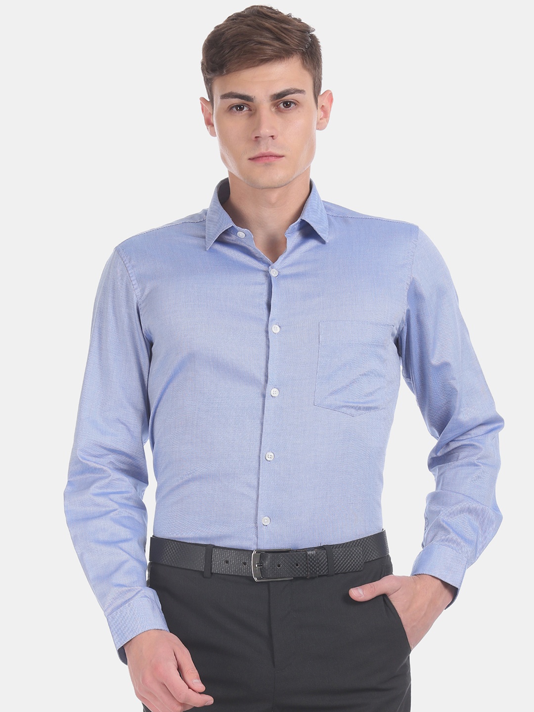 

Excalibur Men Blue Regular Fit Self Design Party Shirt