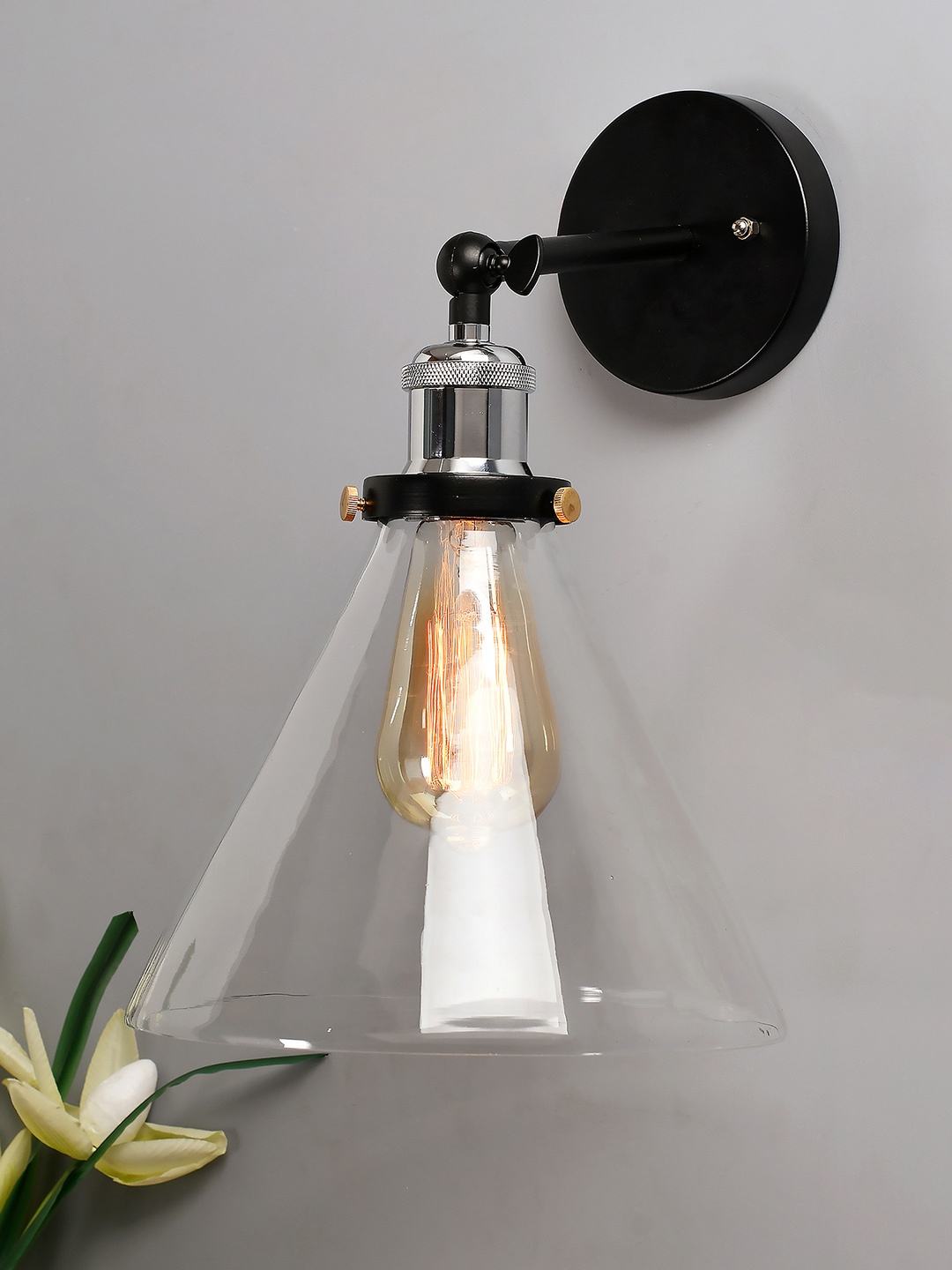 

Homesake Black & Transparent Solid Handcrafted Conical Swing Arm Light
