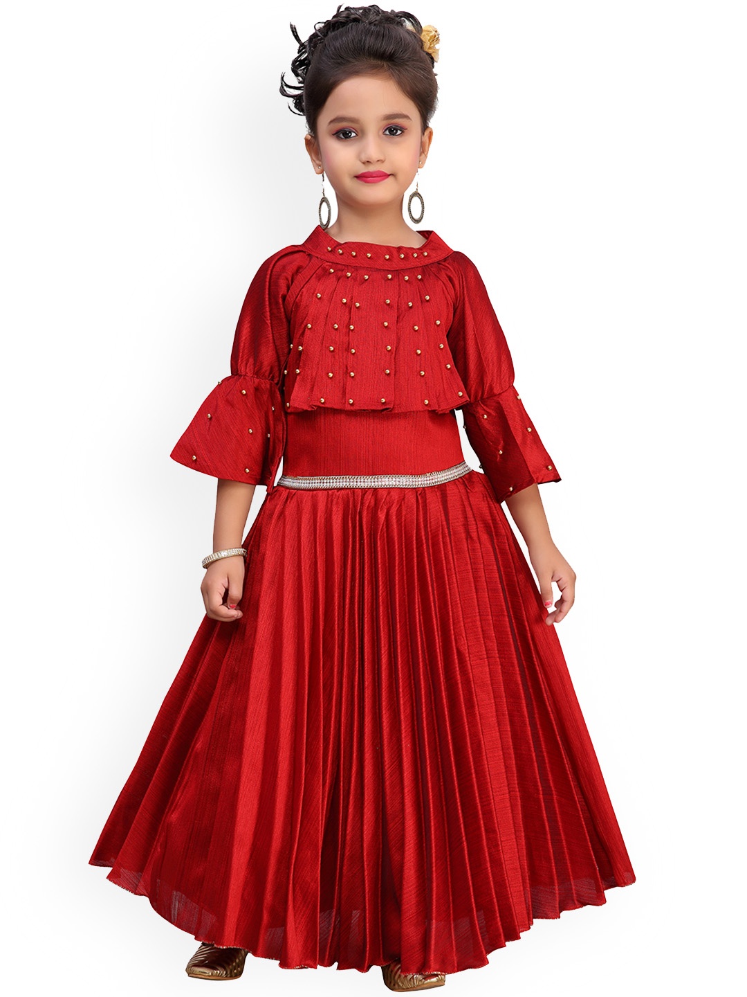 

Kidling Girls Maroon Embellished Maxi Dress