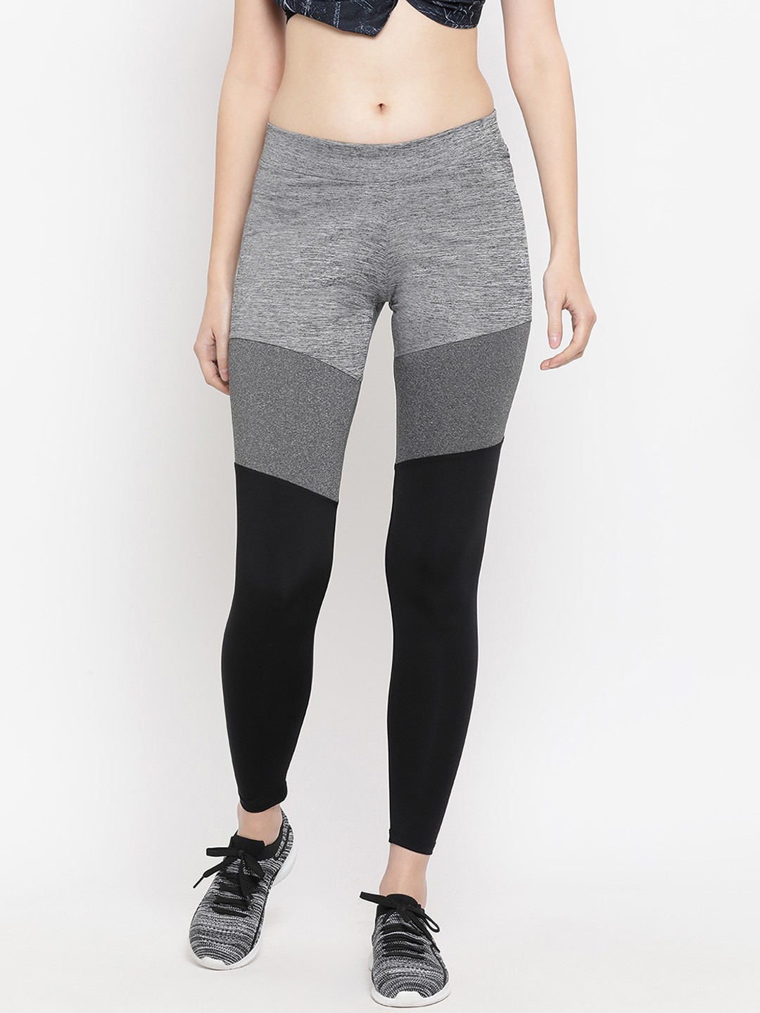 

Crimsoune Club Women Grey & Black Colourblocked Track Pants