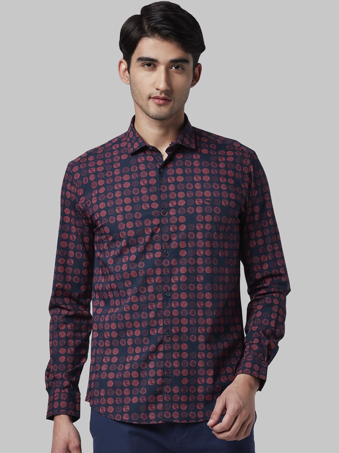 

Park Avenue Men Navy Blue & Pink Slim Fit Printed Casual Shirt
