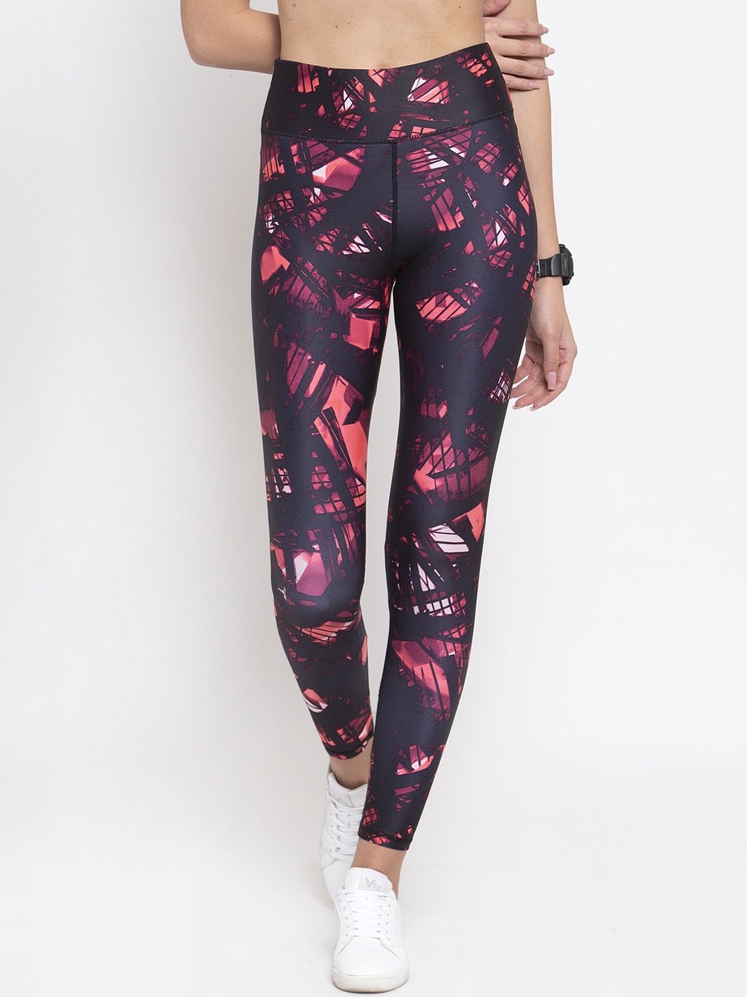 

Boston Club Women Black & Peach Printed Skinny-Fit Tights