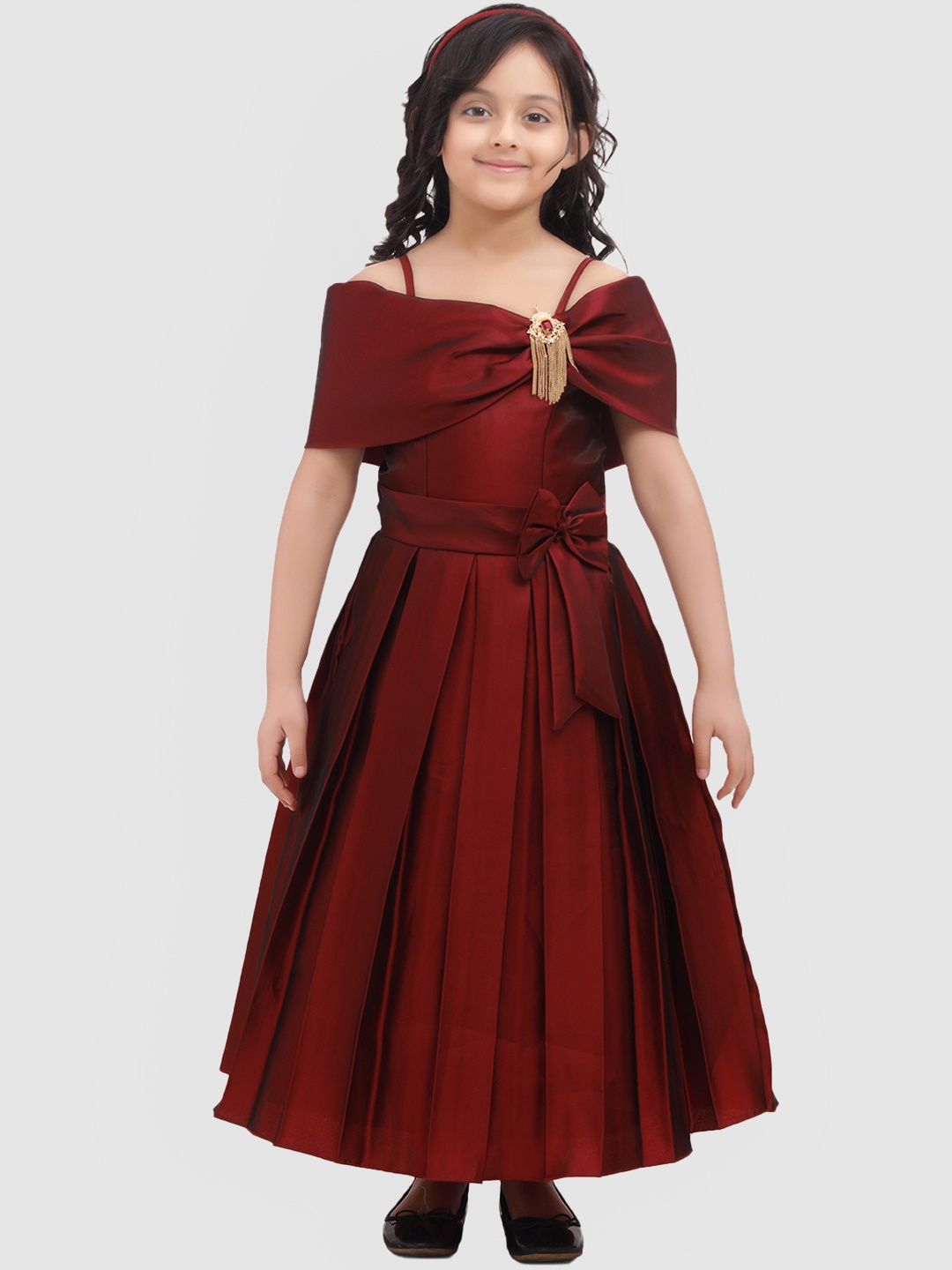

ADIVA Girls Maroon Solid Maxi Dress