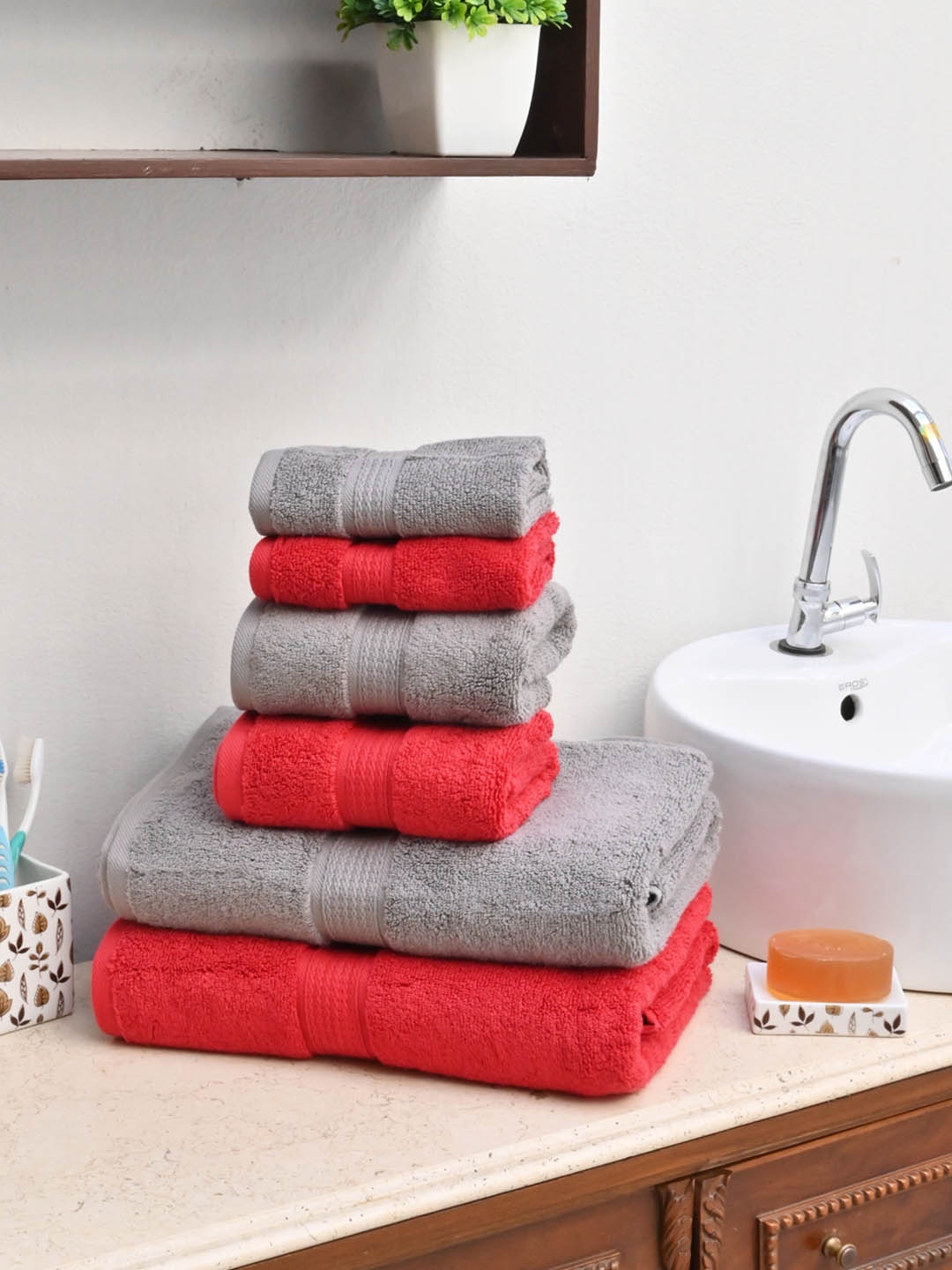 

Avira Home Unisex Pack of 8 Solid Luxurious Zero Twist 500 GSM Towels, Charcoal