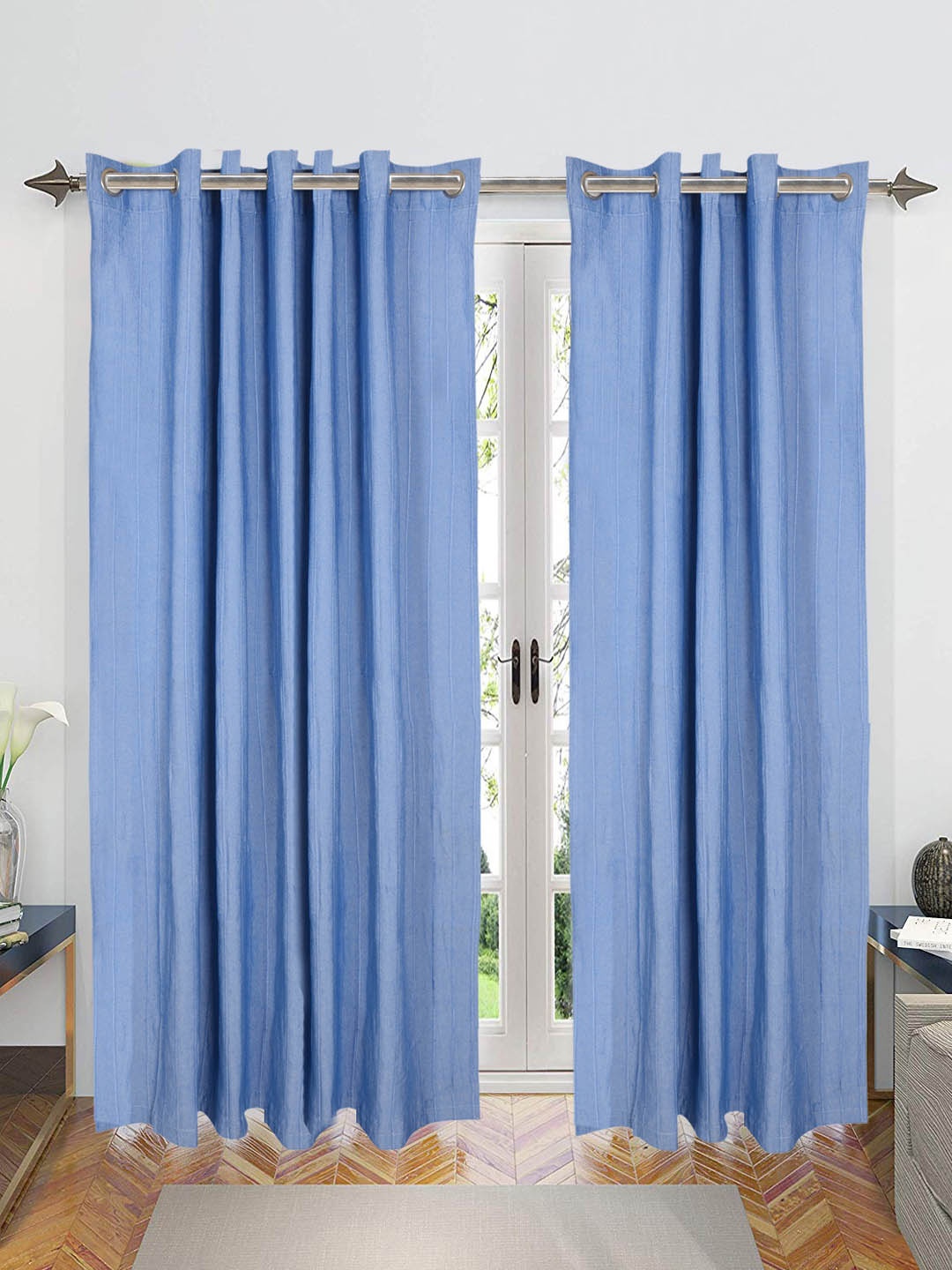 

Saral Home Chawla Cotton Set of 2 Blue Long Door Curtains