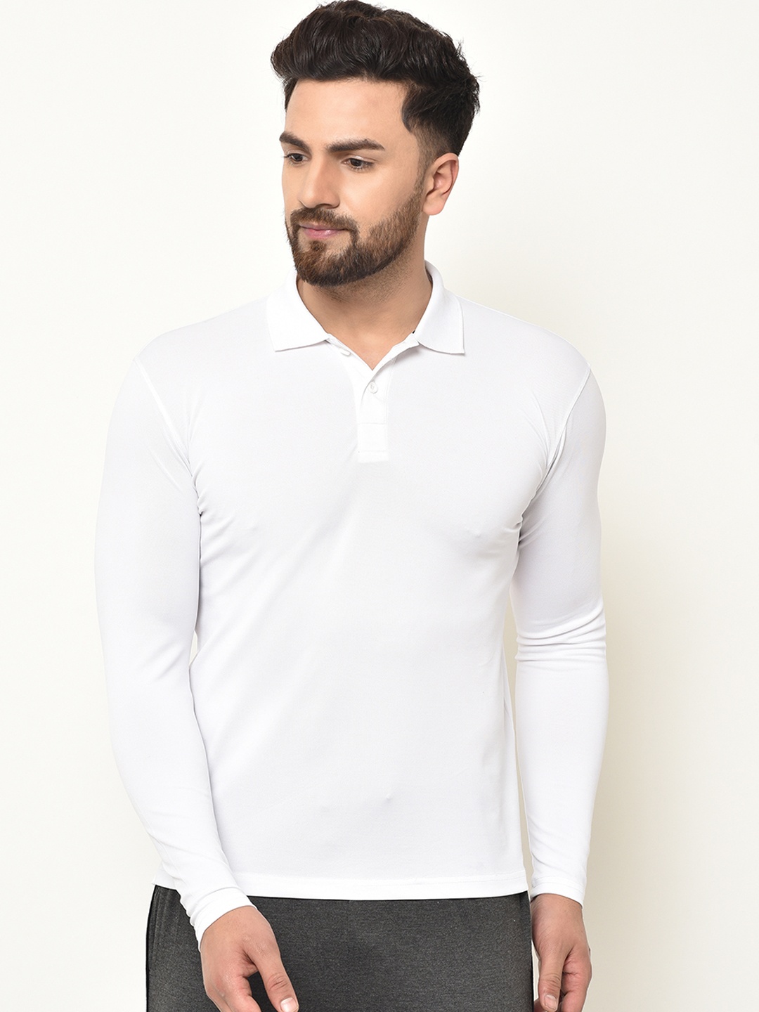 

ARMISTO Men White Solid Dri-Fit Polo Collar T-shirt