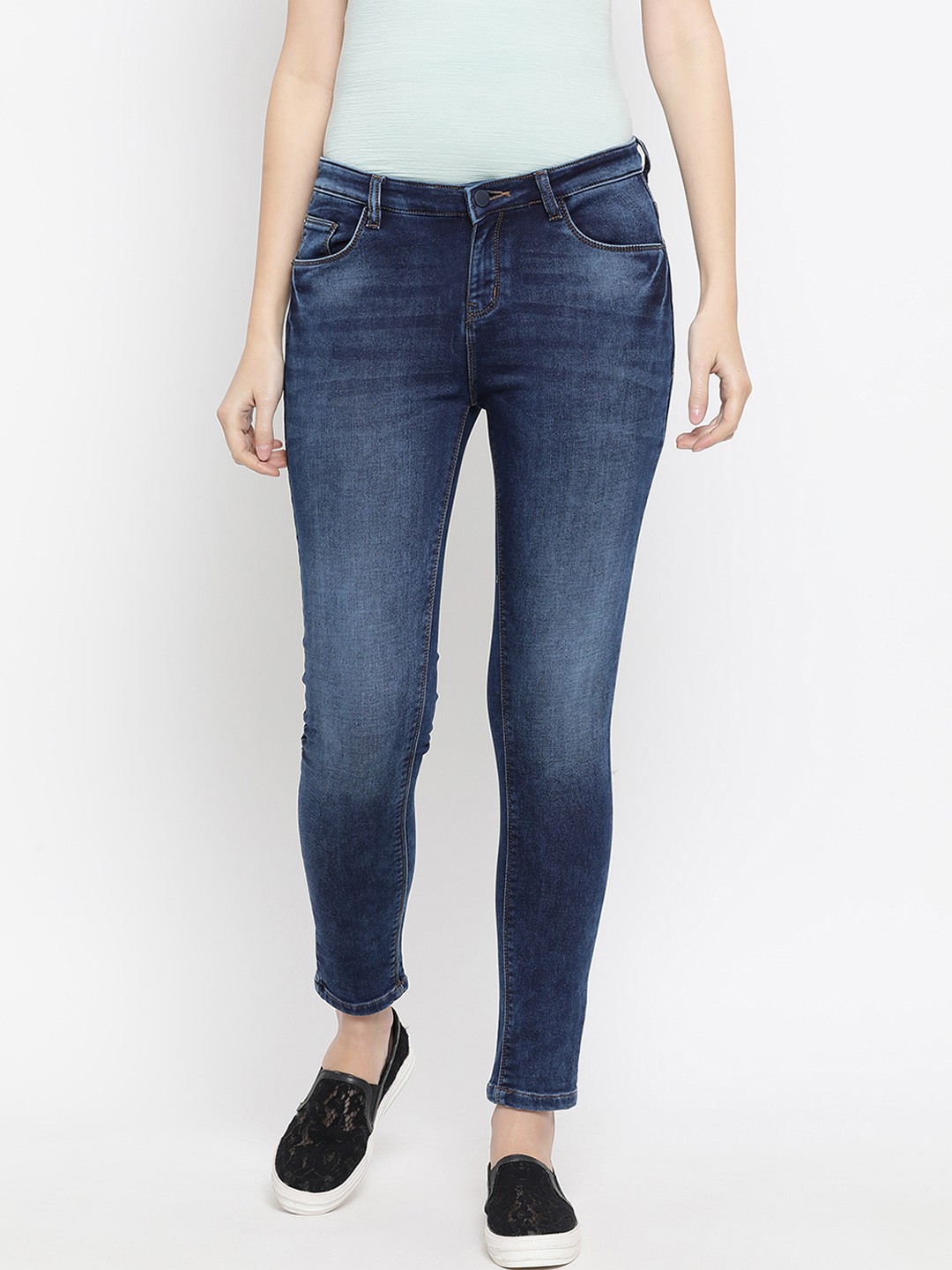 

Crimsoune Club Women Blue Super Skinny Fit Mid-Rise Clean Look Jeans