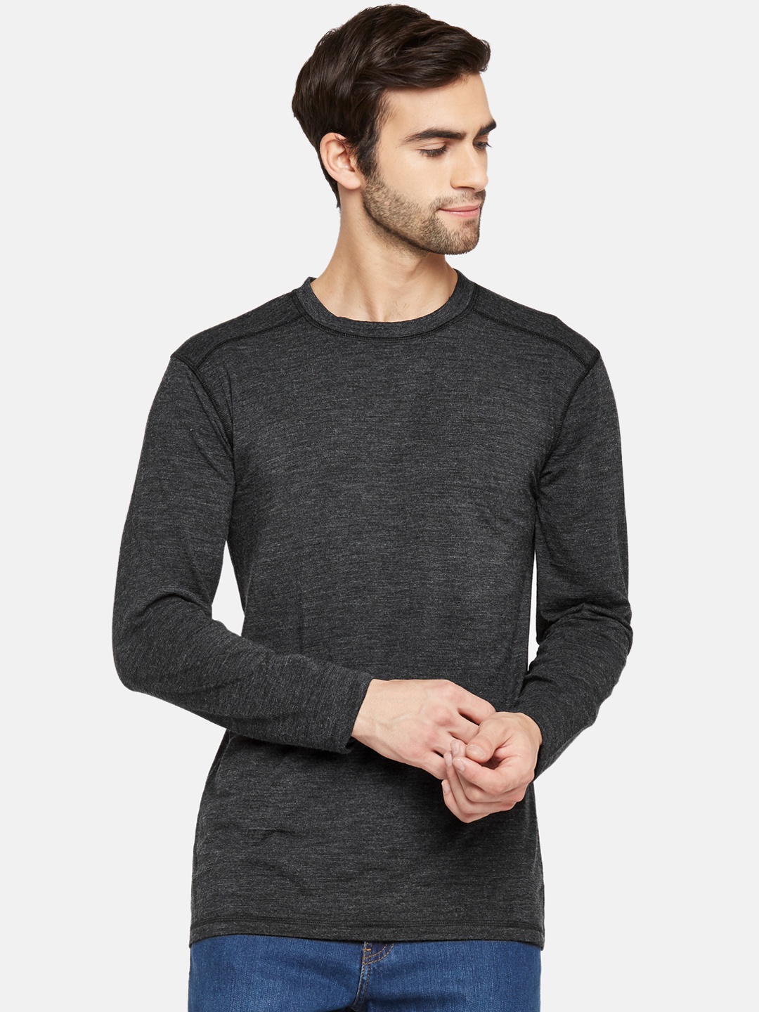 

Kosha Men Charcoal Merino Wool & Bamboo Full sleeves Thermal Top