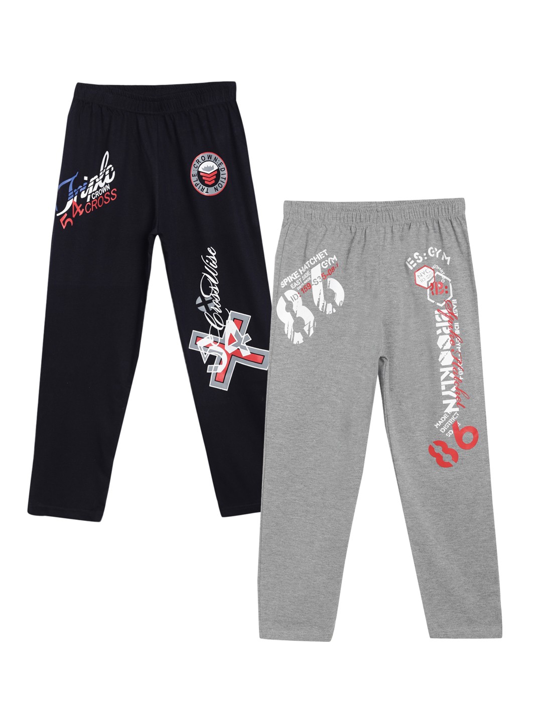 

SWEET ANGEL Boys Pack of 2 Printed Straight-Fit Track Pants, Black