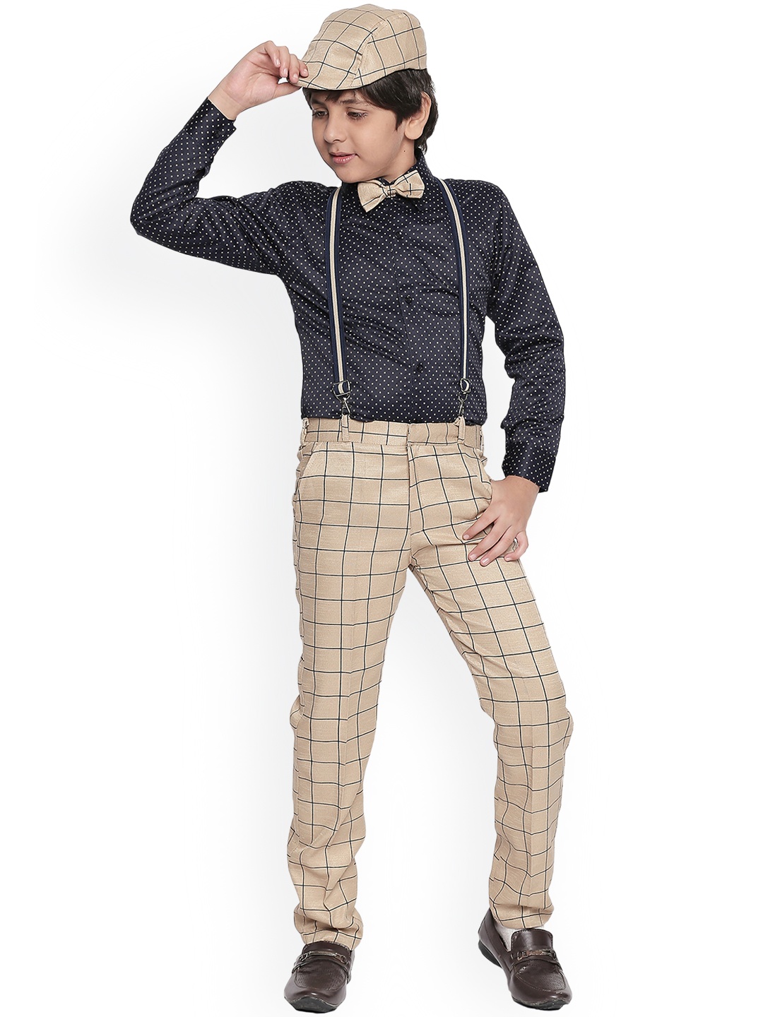 Jeetethnics Boys Beige & Black Shirt with Trousers