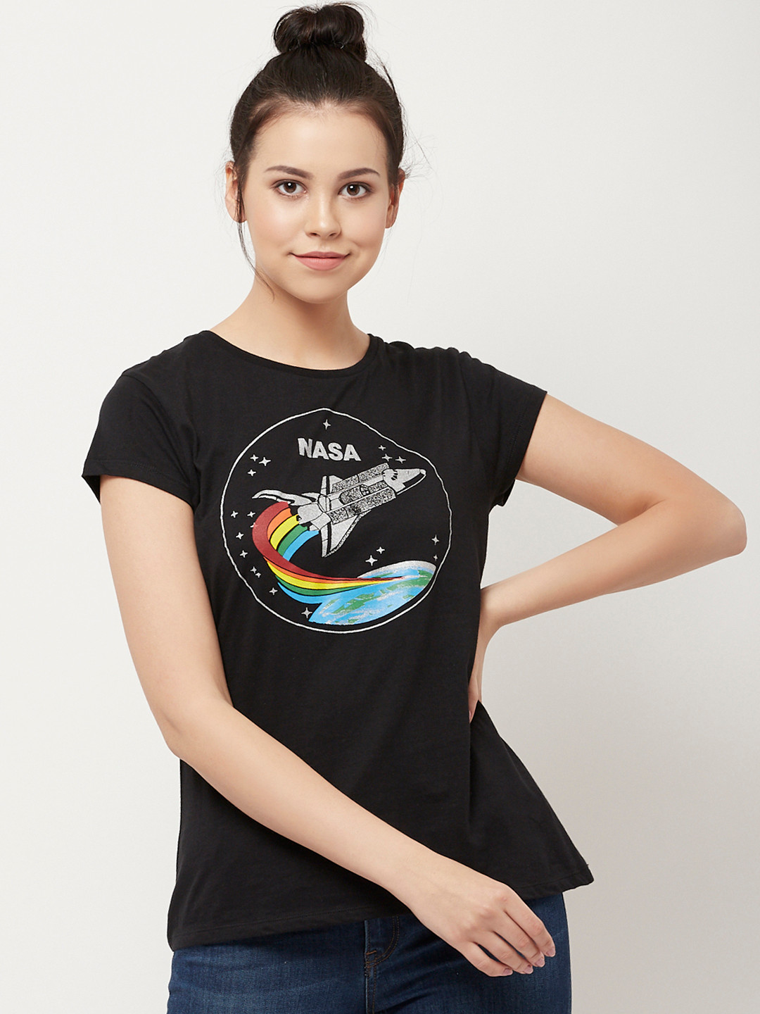 

Free Authority Nasa Featured Black Tshirt for Women