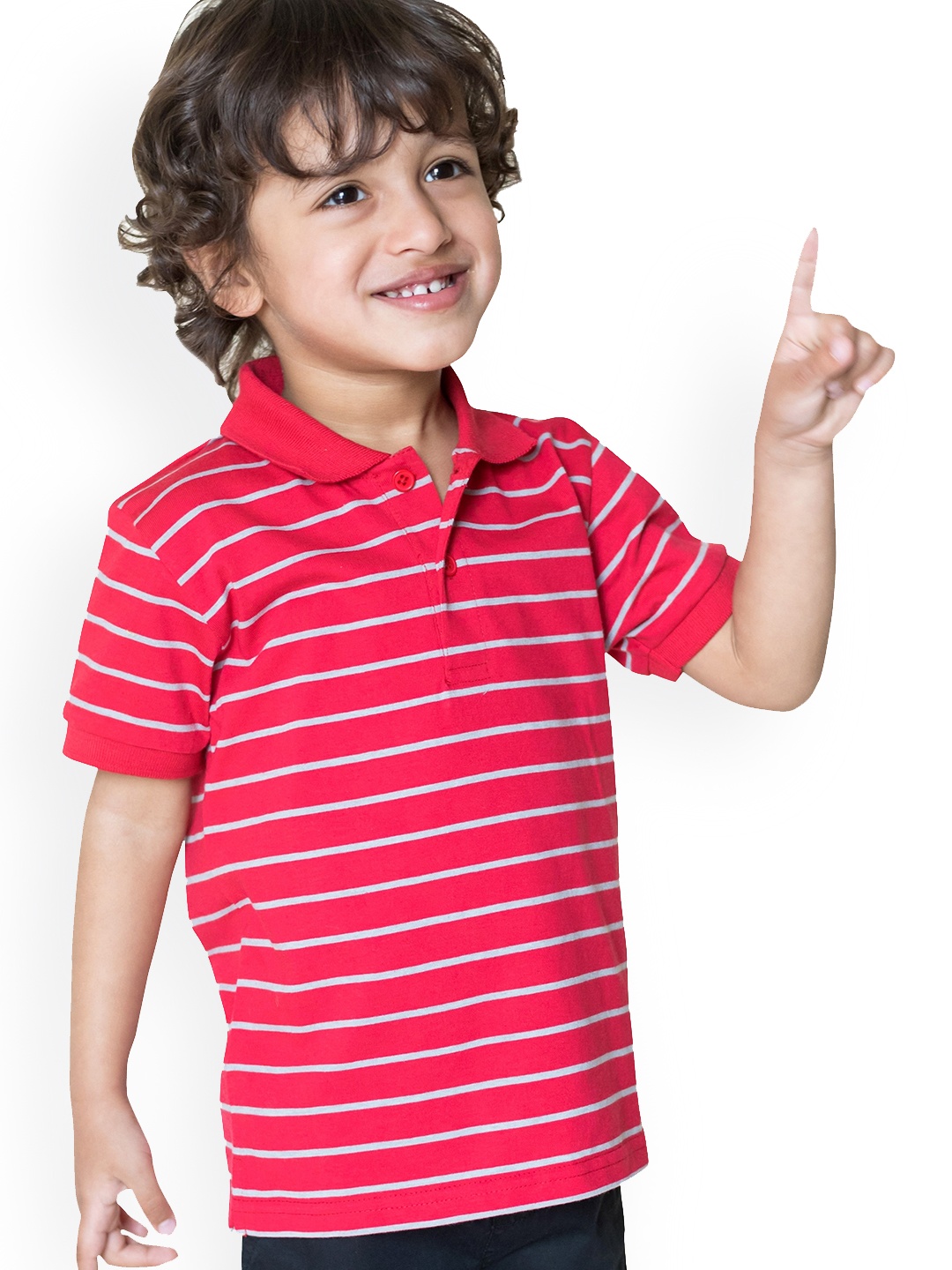 

Campana Boys Red & White Striped Polo Collar T-shirt