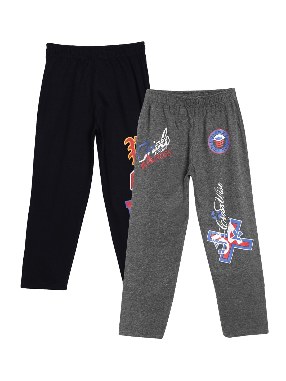 

SWEET ANGEL Girls Pack of 2 Printed Straight-Fit Track Pants, Black