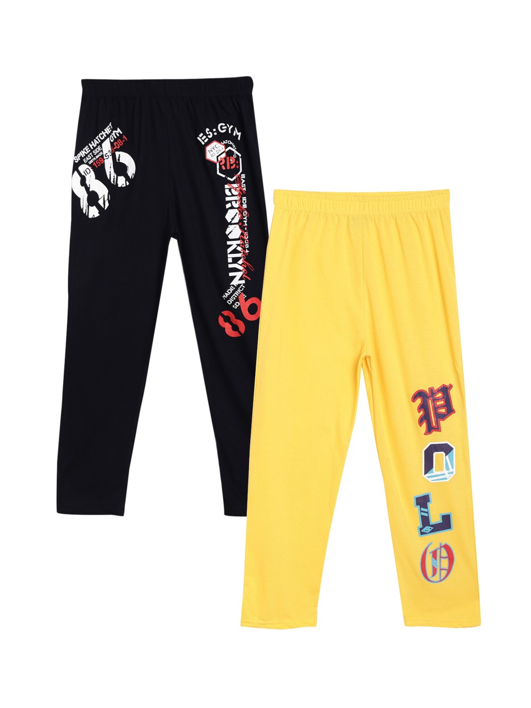 

SWEET ANGEL Boys Pack of 2 Printed Straight-Fit Track Pants, Black