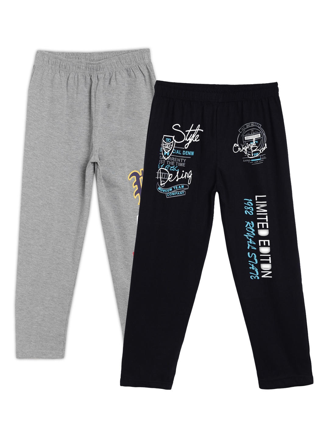 SWEET ANGEL Boys Pack of 2 Printed Straight-Fit Track Pants, Black